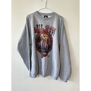 1998 XL Chicago Bulls Repeat 3 Peat Vintage Starter Gray Sweatshirt USA